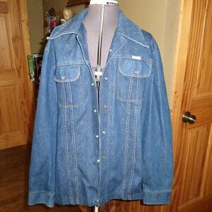 Vtg 70s Do Nothing Sedgefield denim chore coat snap front 42 lg big 70s collar
